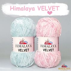 two skeins of yarn with the words himalaya velvett on it