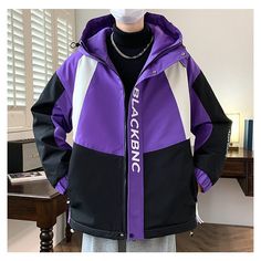 Fall/Winter Thickened Fleece Jacket For Teenagers  Material: 100% polyester  Size: M, L, XL, 2XL,3XL, 4XL, Color: Red, Purple, Khaki, Green  Season: Spring, Fall, Winter   Occasion: Leisure, Outdoor, Daily, Vacation,Fall Outfits Purple Techwear, Donatello Aesthetic, Colorful Techwear, Purple Outfits Men, Fall Outfits Pinterest, Purple Clothes, Purple Streetwear, Cyberpunk Clothes, Future Clothes