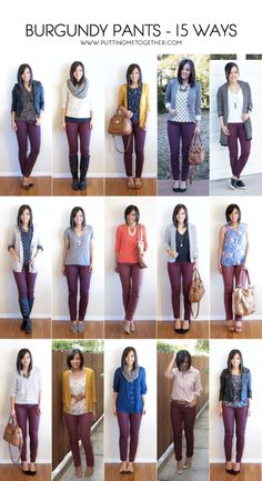 Maroon Pants Outfit, Olive Pants Outfit, Maroon Jeans, Maroon Pants, Mode Tips, Olive Pants, Burgundy Jeans