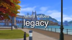 the words family value is written in front of an image of a river and bridge