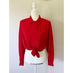 Vintage Red Secretary Bow Blouse Women's Large In excellent vintage condition.  Has Shoulder pads that can be taken out if desired.  Please see pics for measurements.  Tags: Classic Secretary Bow Tie Blouse 80's movie prop 9-5 timeless Classic Red Tops For Party, Classic Red Top For Party, Classic Red Party Tops, Classic Red Party Top, Vintage Collared Top For Parties, Vintage Red Top For Formal Occasions, Vintage Collared Blouse For Party, Retro Red Top For Party, Retro Red Formal Tops