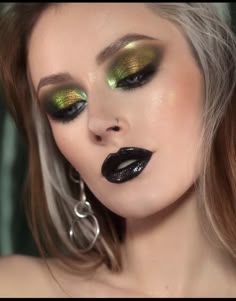 Black Makeup Products, Green And Black Makeup, Summer Makeup Products, Velvet Couture, Green Makeup, Cheap Makeup, Green Eyeshadow, Black Makeup, Black Lips