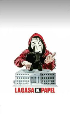 a person holding a camera in front of a building with the words lagas de papel