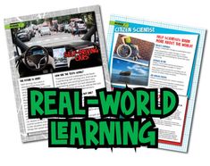 a newspaper with the words real - world learning on it's front and back pages