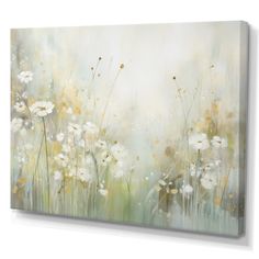 a painting with white flowers on it