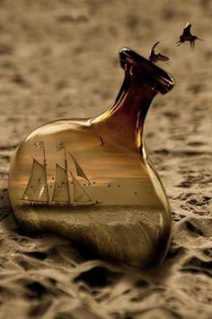 there is a message in the bottle that says, senden sona ne gier gegti / he geeeler