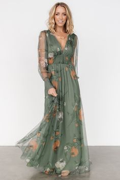 Layla Tulle Maxi Dress | Dusty Olive Floral Olive Background, Tulle Maxi Dress, Cute Clothing Stores, Tulle Material, Anniversary Dinner, Baltic Born, Olive Green Dresses, Dress Dusty, Chiffon Material