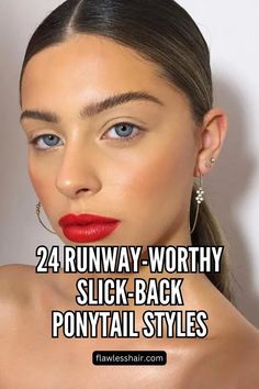 Middle Part Slick-Back Ponytail Ponytail Looks, Back Ponytail, Slick Ponytail, Slicked Back Ponytail, Slick Back, Slicked Back Hair, Slick Hairstyles, Low Ponytail, Ponytail Styles