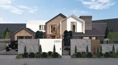 this is an artist's rendering of a modern home in the suburbs of los angeles