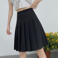 High Waist Pleated Knee-Length Skirt Korean Skirts, School Cosplay, Skirts Pleated, Plus Size Chic, Empire Dresses, High Waisted Pleated Skirt, Pleated Skirts, Estilo Preppy, Knee Length Skirt