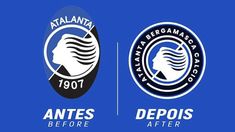 two logos for antes before and after the soccer team's logo was changed