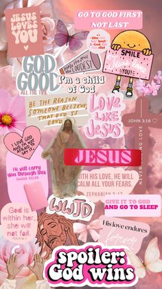 a collage of images with words and pictures on the bottom right hand corner, in pink