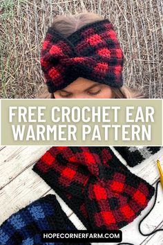 the free crochet ear warmer pattern is shown