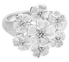 Forget the fresh flowers. This stunning ring's bouquet of blossoms will never wilt (and neither will your excitement!). From Ariva. Silver Bouquet, Bouquet Ring, Fresh Flowers, Blossom, Jewelry Rings, Fine Jewelry, Sterling Silver, Ring, Flowers