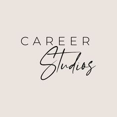 the words career studios written in black ink on a light gray background with an image of a