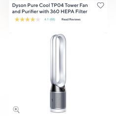 the dysson pure cool tp04 tower fan and purifier with 350 hepa filters