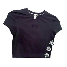 Brand New With Tags - Impulse Bought From A Boutique In Vienna. Black Cropped T-Shirt With Rhinestone Accents Buckled And Black Bedazzled Logo. #Y2k Logo Y2k, Dutch Women, Von Dutch, Black Baby, Black Babies, Cropped T Shirt, Crop Tshirt, Black Crop, Baby Tee