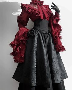 Demon Outfit Ideas, Menacing Pose Reference, Red Gothic, Shirt Drawing, Gaun Fashion, Old Fashion Dresses, Clothing Design Sketches, Gothic Clothing, Fashion Inspiration Design