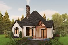 2-Bed Storybook Cottage House Plan with 1-Car Garage - 69762AM | Architectural Designs - House Plans Small Stone Cottage House Plans 2 Bedroom, Cottage Plans With Loft Interior, Tiny Home Craftsman, Storybook Cottage House Plans, 2 Bedroom Cottage, European Cottage, Small Cottage Homes