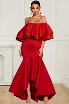 Elegant Asymmetric Red Boat Neck Fishtail Polyester Ball Party Dress Ball Party Dress, Ball Party, Unique Dresses, Evening Dresses Prom, Dress 100, Boat Neck, Elegant Dresses, Evening Dresses, Party Dress