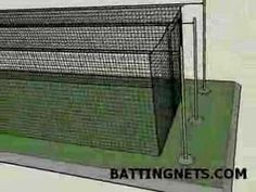 a drawing of a tennis net on top of a green field with the words batting nets com written below it