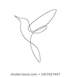 a single line drawing of a hummingbird flying in the air with its wings spread