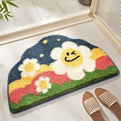 Flowers Home Bathroom Absorbent Flocking Carpet - Grand Goldman Fur Carpet, Floral Carpet, Toilet Rug, Bathroom Carpet, Bath Mat Rug, Bedroom Carpet, Bathroom Styling, Bathroom Mats, Smile Face