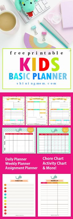 the free printable kids's basic planner