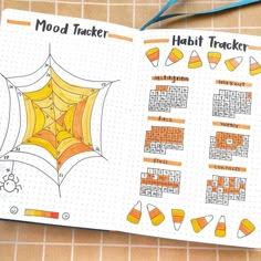 an open book with instructions on how to make a spider web motif for halloween decorations