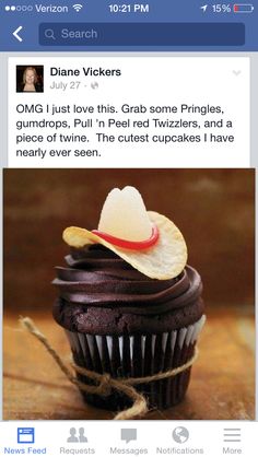 a facebook post with an image of a chocolate cupcake