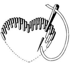 a drawing of a pair of scissors in the shape of a heart with an arrow on it