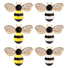 PRICES MAY VARY. MATERIAL:Made of alloy and rhinestone, it looks twinkling and shiny. SIZE: 1.7*2.5cm/ 0.67*0.98 inches. PACKAGE INCLUDE: 20 pcs rhinestone bee charm, 10 pieces black bee embellishments and 10 pieces yellow bee embellishments . EASY TO USE: Using glue, the bee charm can be attached to clothes, school bags, hats, etc. Make your clothes unique. APPLICATIONS: A useful accessory, perfect for clothing, bags, DIY headband, brooch, ect. Great gift for friends and students, they will lik Cheap Yellow Enamel Jewelry, Bee Charm For Bracelet, Sparkily Bee Jewelry, Bumble Bee Brooch, Black Bee, Yellow Bee, Bee Brooch, Bee Charms, Jewelry Making Charms