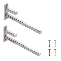 two stainless steel door handles with screws on each side and three screws in the middle