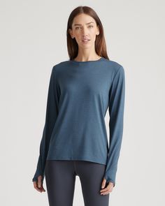 Flowknit Breeze Relaxed Long Sleeve Quince Shirts, Quince Blue, Uv Protection Clothing, Long Sleeve Style, Silk Cami, Swiss Alps, Just Run, Autumn Outfits, Winter 2023