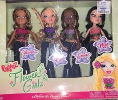 three barbie dolls are shown in the packaging for their new doll set, flower girl