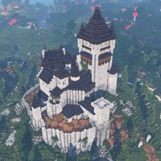 an aerial view of a castle in minecraft