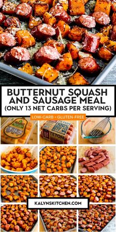 the instructions for how to make butternut squash and sausage meal with only 13 net carbs per serving