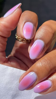 Airbrush Nails, Simple Gel Nails, Summery Nails, Her Nails, Blush Nails, Cute Gel Nails, White Nail, Pretty Acrylic Nails, Short Acrylic Nails