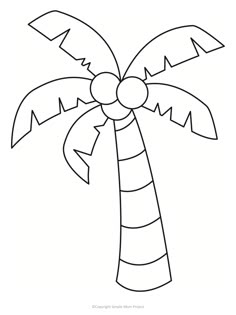 a drawing of a palm tree that is outlined in the shape of a candy cane