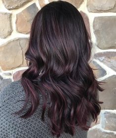 Shades Of Burgundy Hair, Purple Brown Hair, Burgundy Balayage, Purple Hair Highlights, Maroon Hair, Dark Purple Hair, Black Hair Balayage, Hair Tint