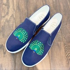 Adorable Slip On Sneakers With Embroidered Peacocks. Size 8.5. True To Size. Jack Rogers, On Sneakers, Peacocks, Flat Espadrille, Slip On Sneakers, On Shoes, Womens Shoes Sneakers, Slip On Shoes, Slip On Sneaker