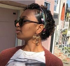 Big Chop Hairstyles With Scarf, Twa Hairstyles With Headband, Twa With Scarf, Curly Pixie Headband, Wet And Go Hairstyles Natural Hair Short, Scarf Short Curly Hair, Short Coily Natural Hair Styles, Twa With Headband, Short Hairstyle Women Black Woman Curly Natural