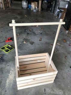 a wooden swing in the process of being built