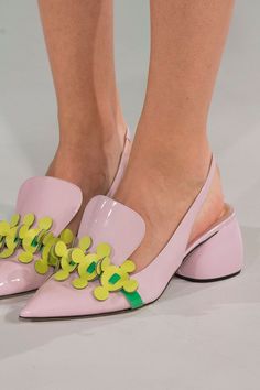 Prepare to Take Some Style Risks After Seeing the Genius Shoes at London Fashion Week  Anya Hindmarch Spring '17 Quirky Shoes, Heel Sandals Outfit, Ugly Shoes, Strappy Flats, Sandals Outfit, Popsugar Fashion, The Genius, Anya Hindmarch