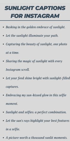 the sun light caption for instagram is shown in this screenshot from an iphone