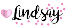 the word lindseyy written in black ink with pink and white polka dots around it