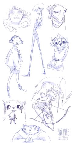 some sketches from the animated movie monsters