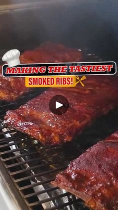 ribs cooking on the grill with words making the fastest smoked ribs