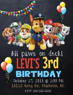 Paw Patrol Party Invitations, Paw Patrol Birthday Invitations, Invitations Template, Paw Patrol Party, Paw Patrol Birthday, Birthday Invitations Girl, 4th Birthday Parties