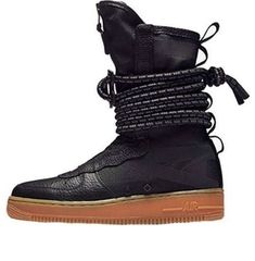 Nike Womens WMNS SF AF1 Hi Black Gum AA3965-001 Nike Air High Tops, Air Force 1 High Tops, Nike Sf Air Force 1, Nike Sf, Blue High Tops, Air Force Shoes, Air Force 1 High, Nike Shoes Jordans, Black Gums